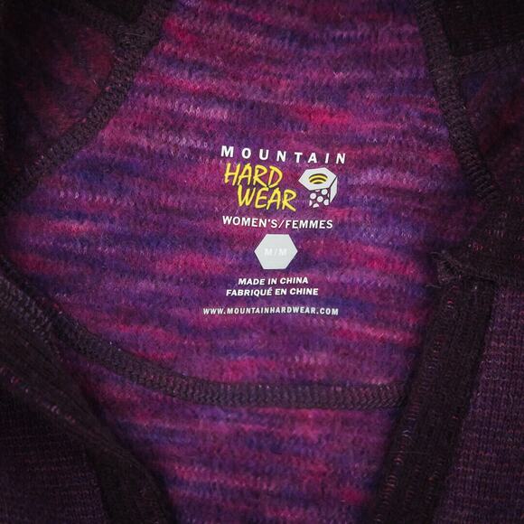 Mountain Hardwear Size Medium M Purple Long Sleeve V Neck Collared Wool Sweater - Picture 4 of 6